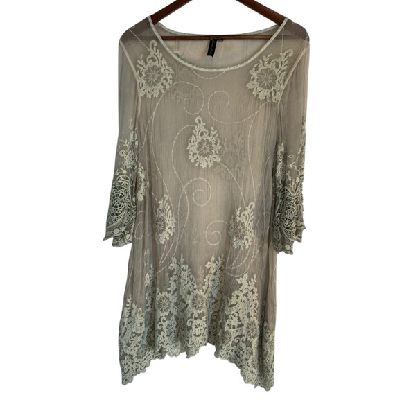 Hazel Embroidered Silk Dress Tunic Boho Woman’s Size Medium - Picture 2 of 9